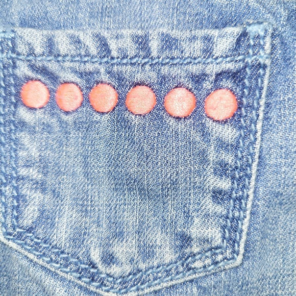 Vintage Gymboree Bright and Beachy Blue Pink Light Wash Denim Dot Skirt Girls 4 - Picture 3 of 4